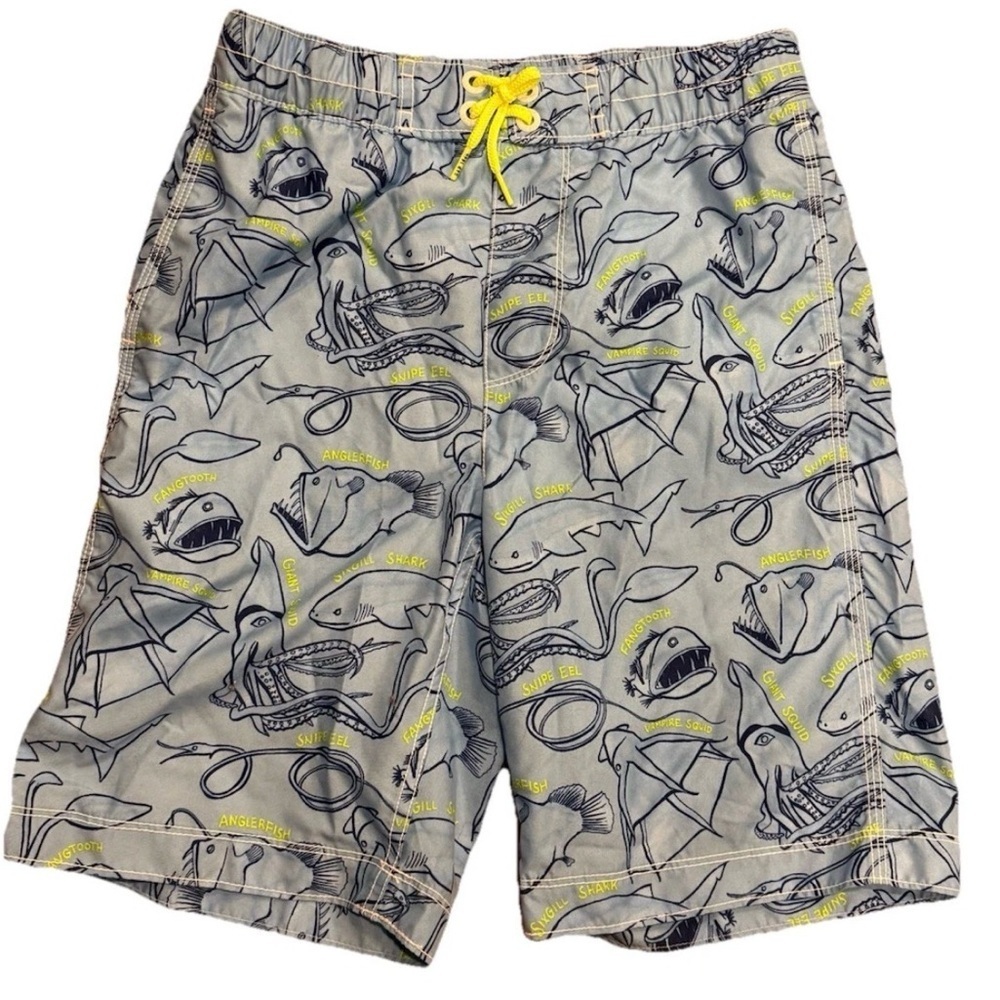 Gap Kids Shark Print Swim Trunks Boys XXL 14-16 Blue Mesh Lined